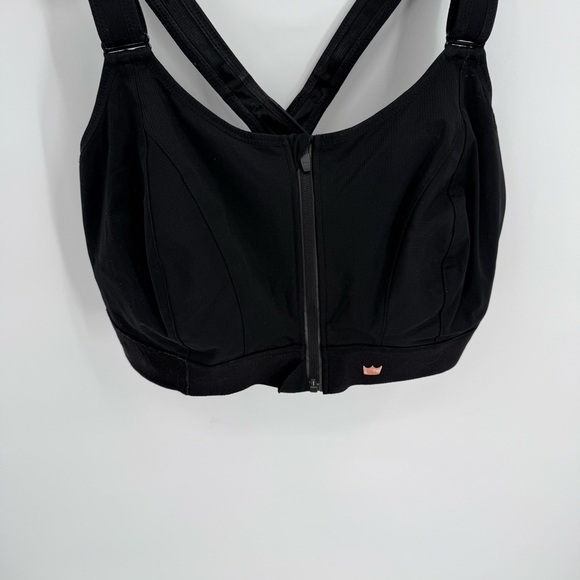 SHEFIT WOMEN 5 LUXE Black ZIP FRONT NO WIRE Adjustable FULL COVER SPORTS BRA - Picture 5 of 7